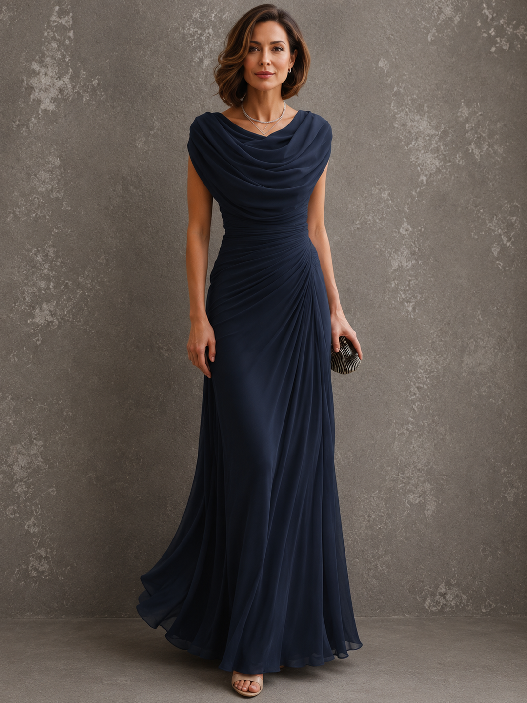 Shannon | Women's Cowl Neck Ruched Maxi Dress