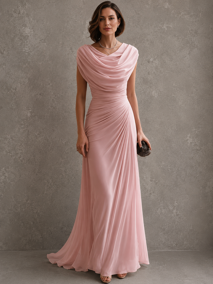 Shannon | Women's Cowl Neck Ruched Maxi Dress