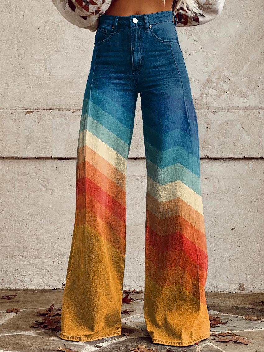 Karen | Women's Zigzag Print Wide Leg Pants