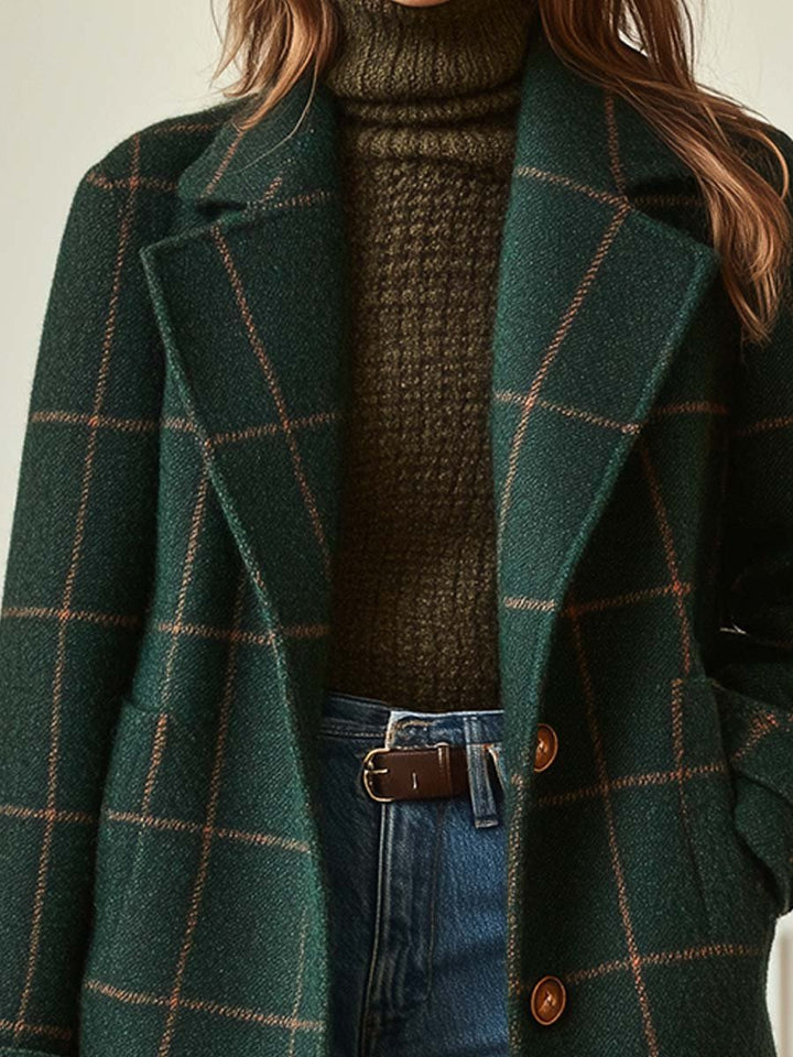 Meredith | Women's Windowpane Check Longline Coat