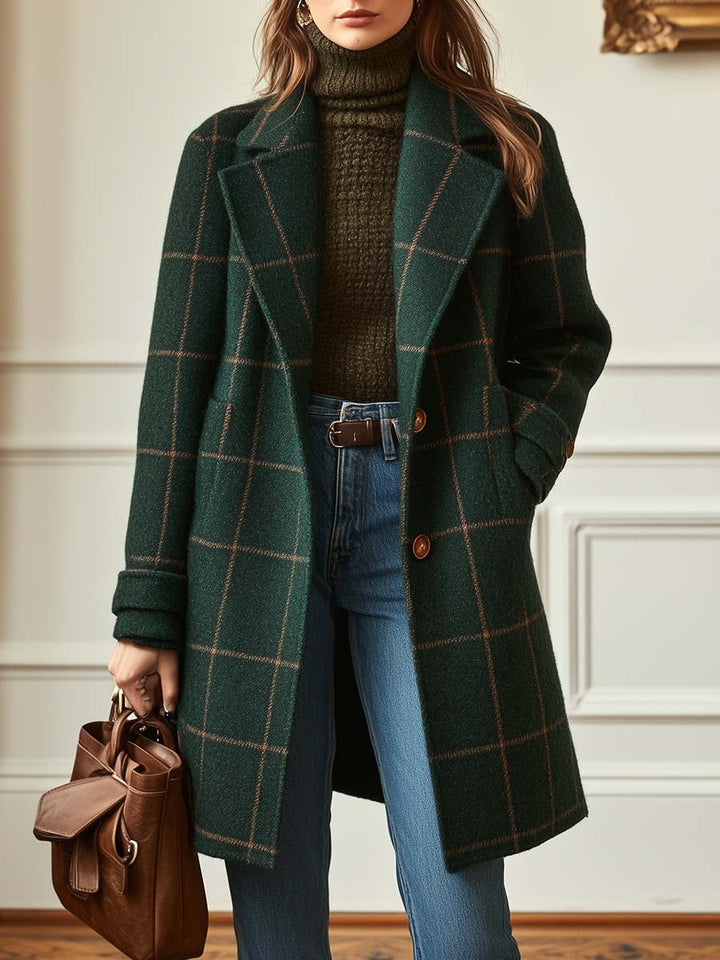 Meredith | Women's Windowpane Check Longline Coat
