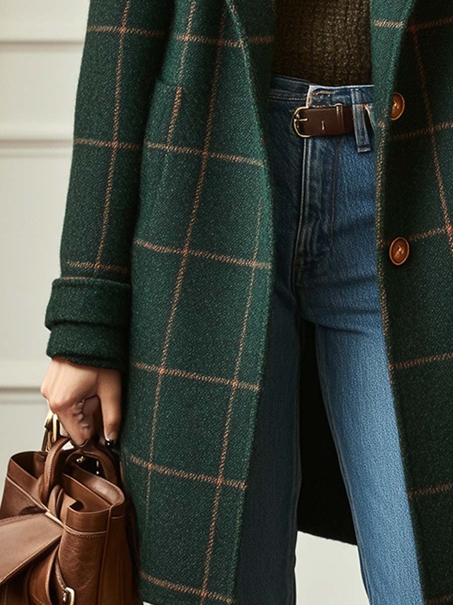 Meredith | Women's Windowpane Check Longline Coat