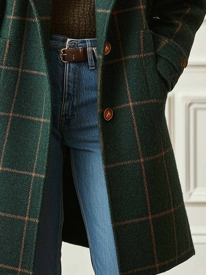 Meredith | Women's Windowpane Check Longline Coat