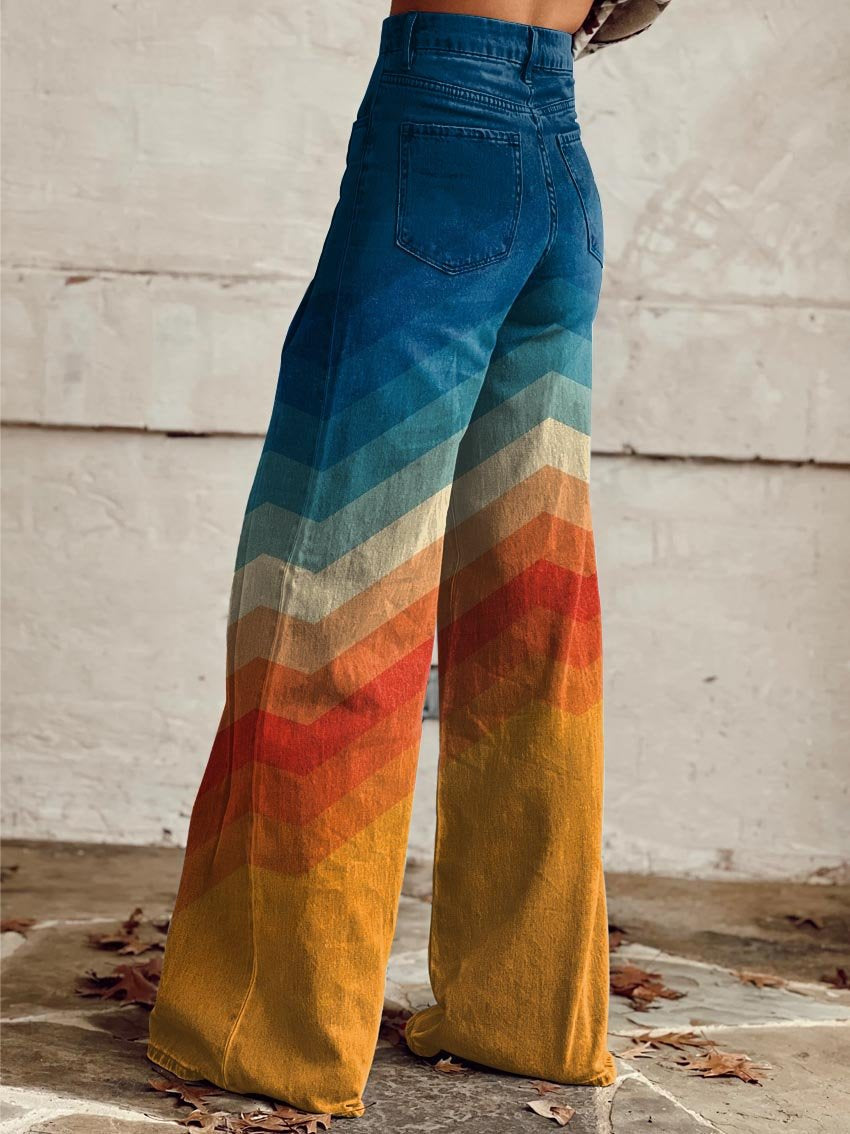 Karen | Women's Zigzag Print Wide Leg Pants