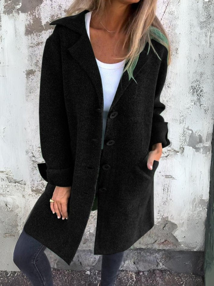 Amanda | Women's Longline Lapel Button-Front Coat