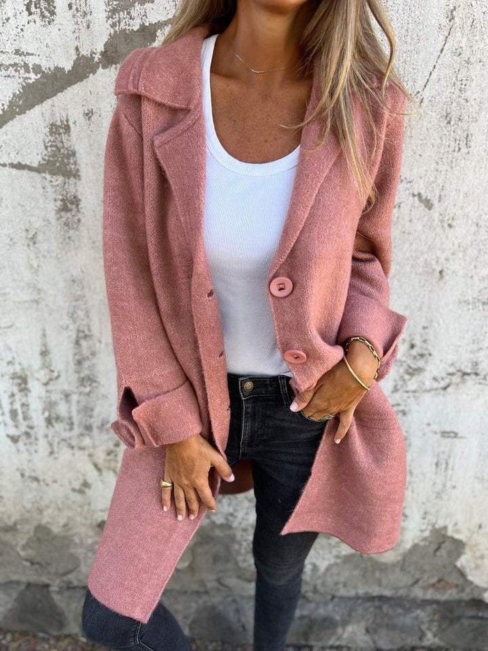 Amanda | Women's Longline Lapel Button-Front Coat