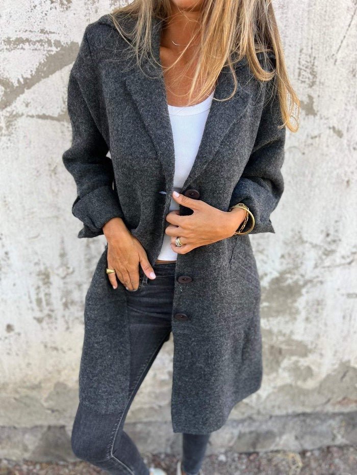 Amanda | Women's Longline Lapel Button-Front Coat