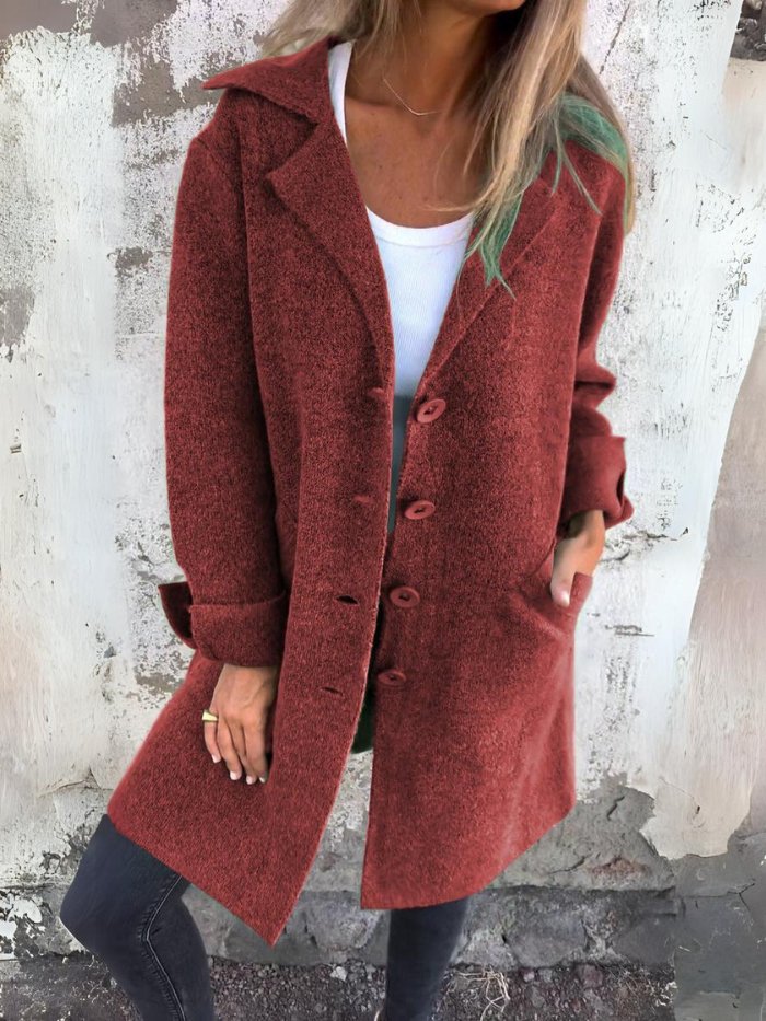 Amanda | Women's Longline Lapel Button-Front Coat