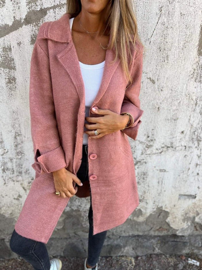 Amanda | Women's Longline Lapel Button-Front Coat