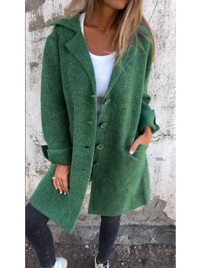 Amanda | Women's Longline Lapel Button-Front Coat