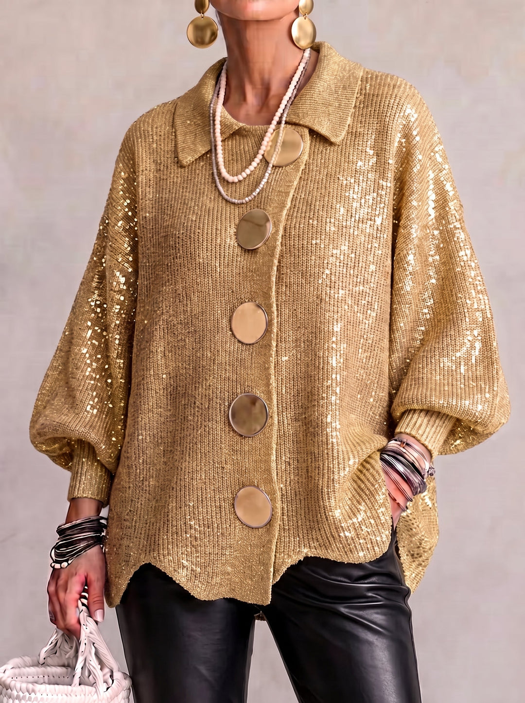 Gabrielle | Women's Oversized Collared Button Cardigan