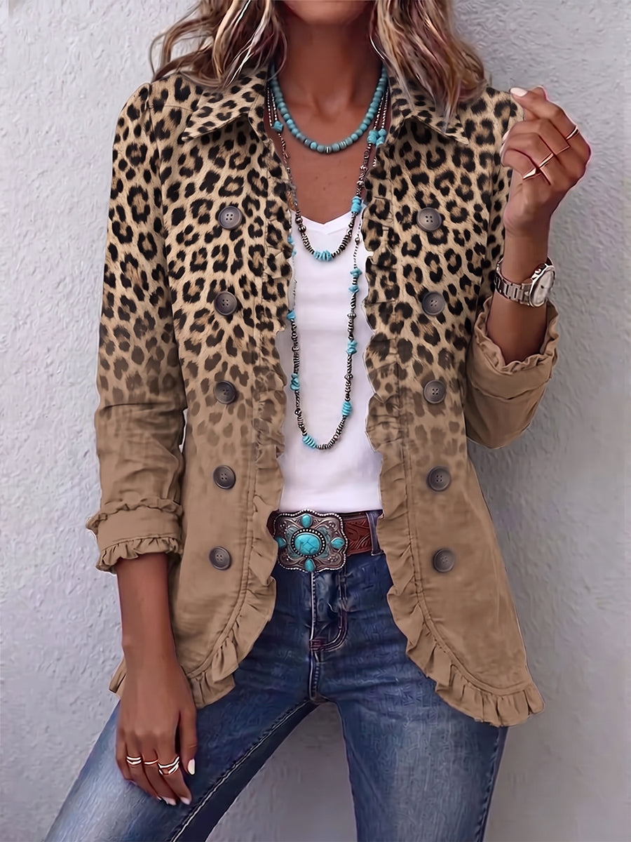 Dolly | Women's Leopard Gradient Ruffle Jacket
