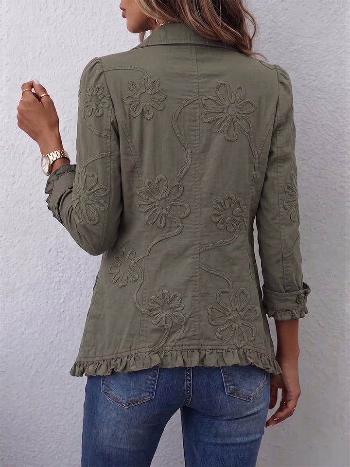 Sophie | Women's Green Floral Embroidered Utility Jacket