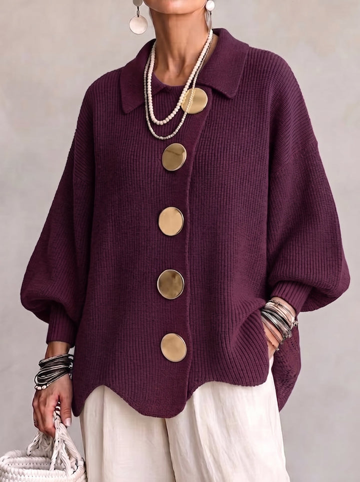 Gabrielle | Women's Oversized Collared Button Cardigan