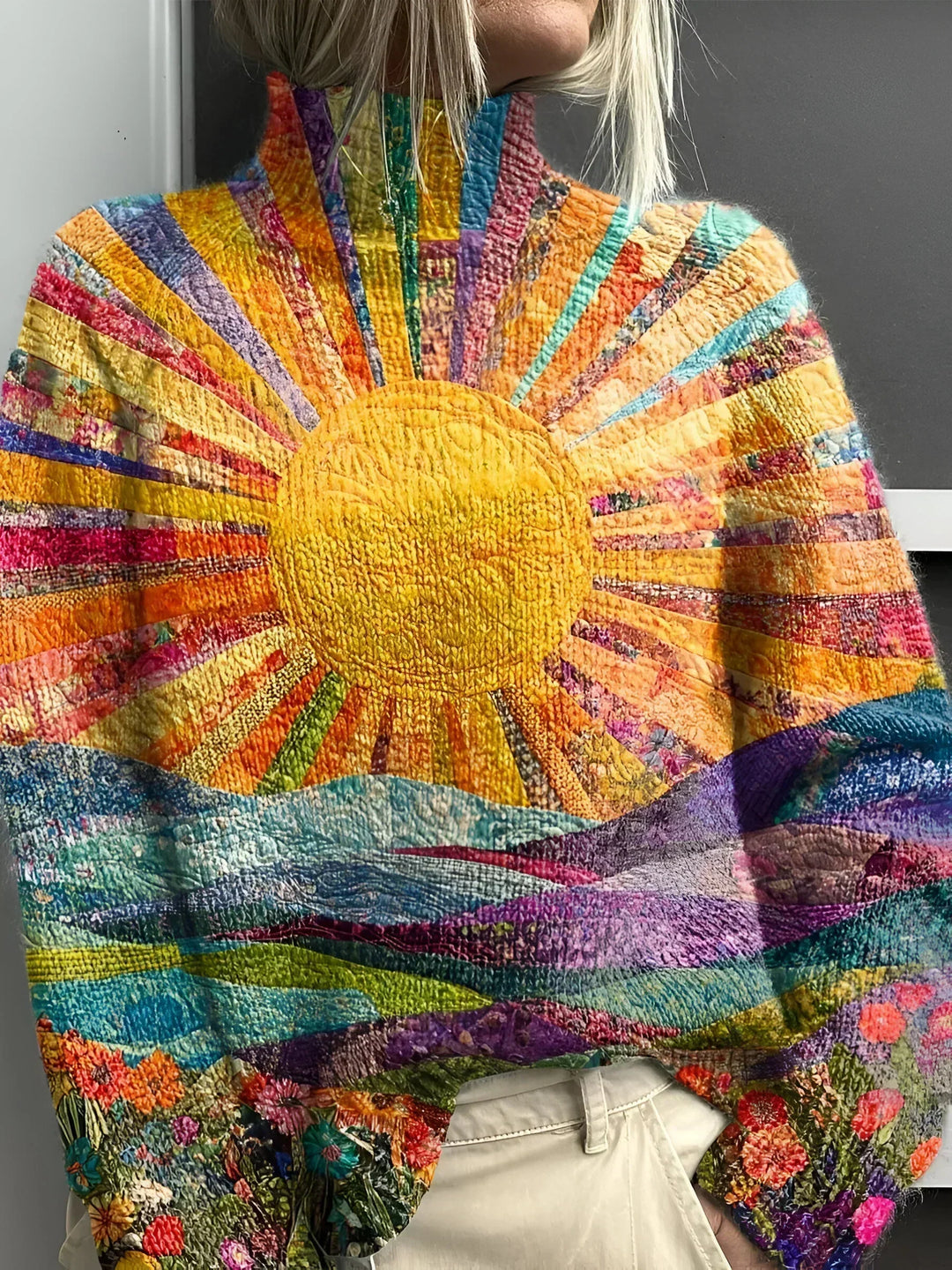 Maxine | Women's Sunburst Print Turtleneck Sweater