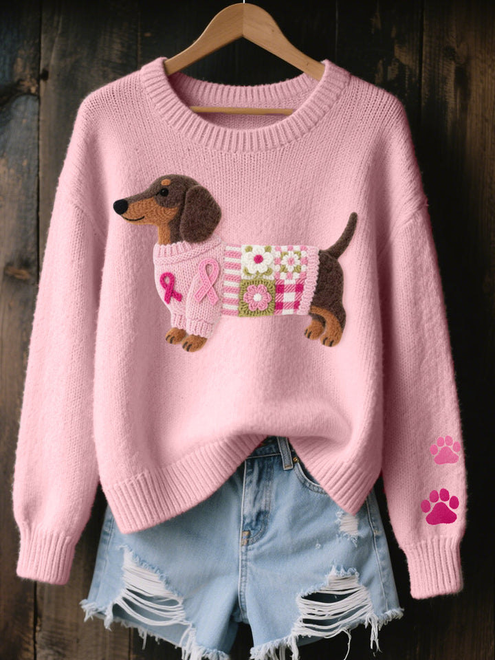 Whitney | Women's Dachshund Print Knitted Sweater