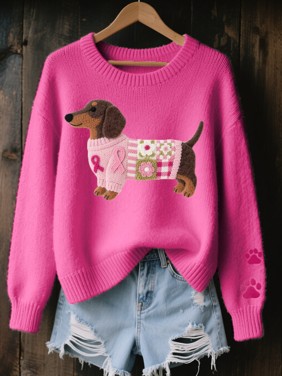 Whitney | Women's Dachshund Print Knitted Sweater