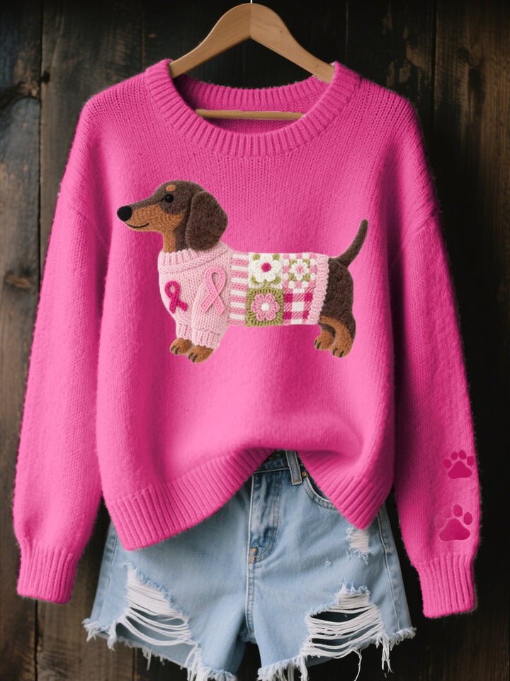 Whitney | Women's Dachshund Print Knitted Sweater
