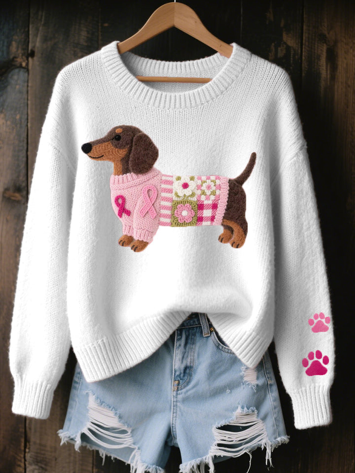 Whitney | Women's Dachshund Print Knitted Sweater