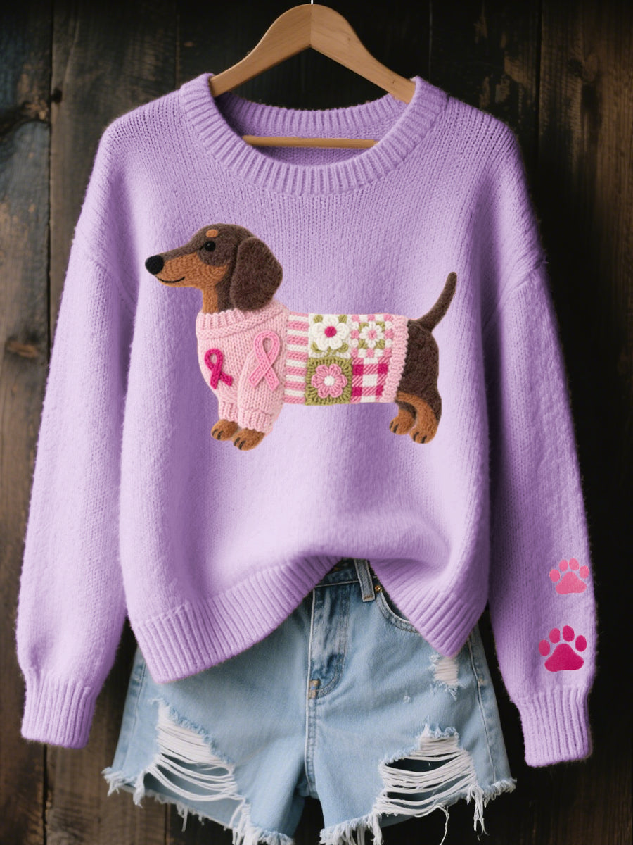 Whitney | Women's Dachshund Print Knitted Sweater