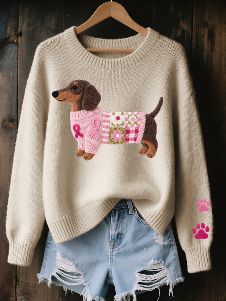 Whitney | Women's Dachshund Print Knitted Sweater